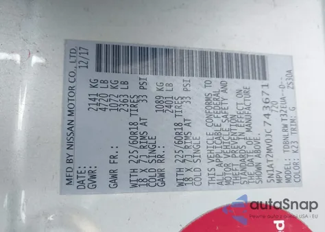 2018 Nissan Rogue Sl z USA, uszkodzony, nr VIN 5N1AT2MV0JC743671